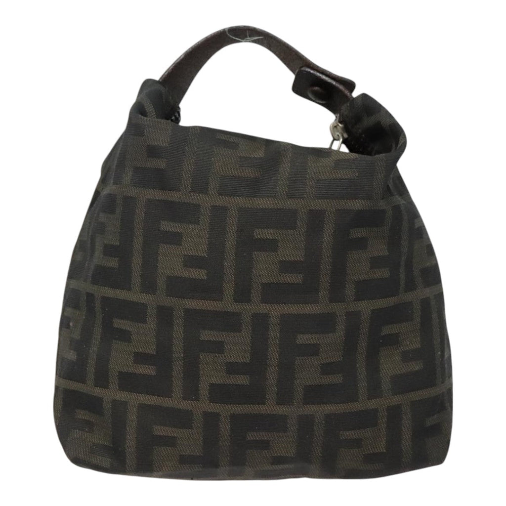 FENDI Zucca Canvas Hand Bag Brown Black bs18438