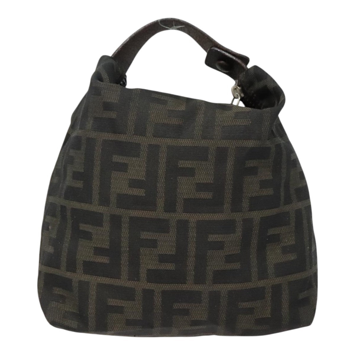 FENDI Zucca Canvas Hand Bag Brown Black bs18438