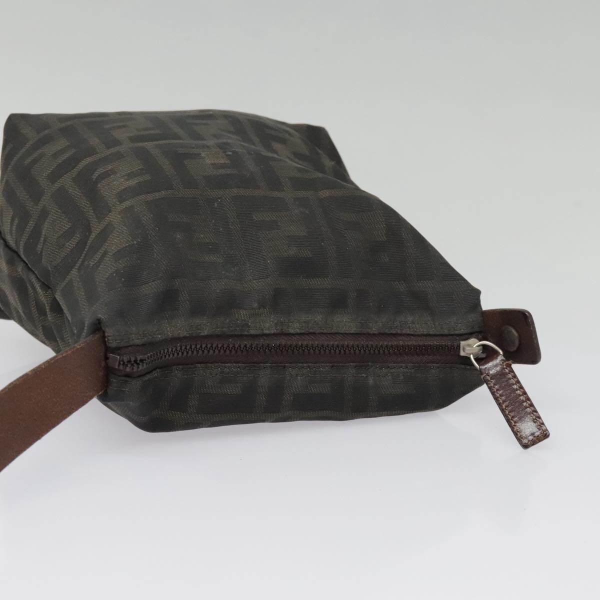 FENDI Zucca Canvas Hand Bag Brown Black bs18438