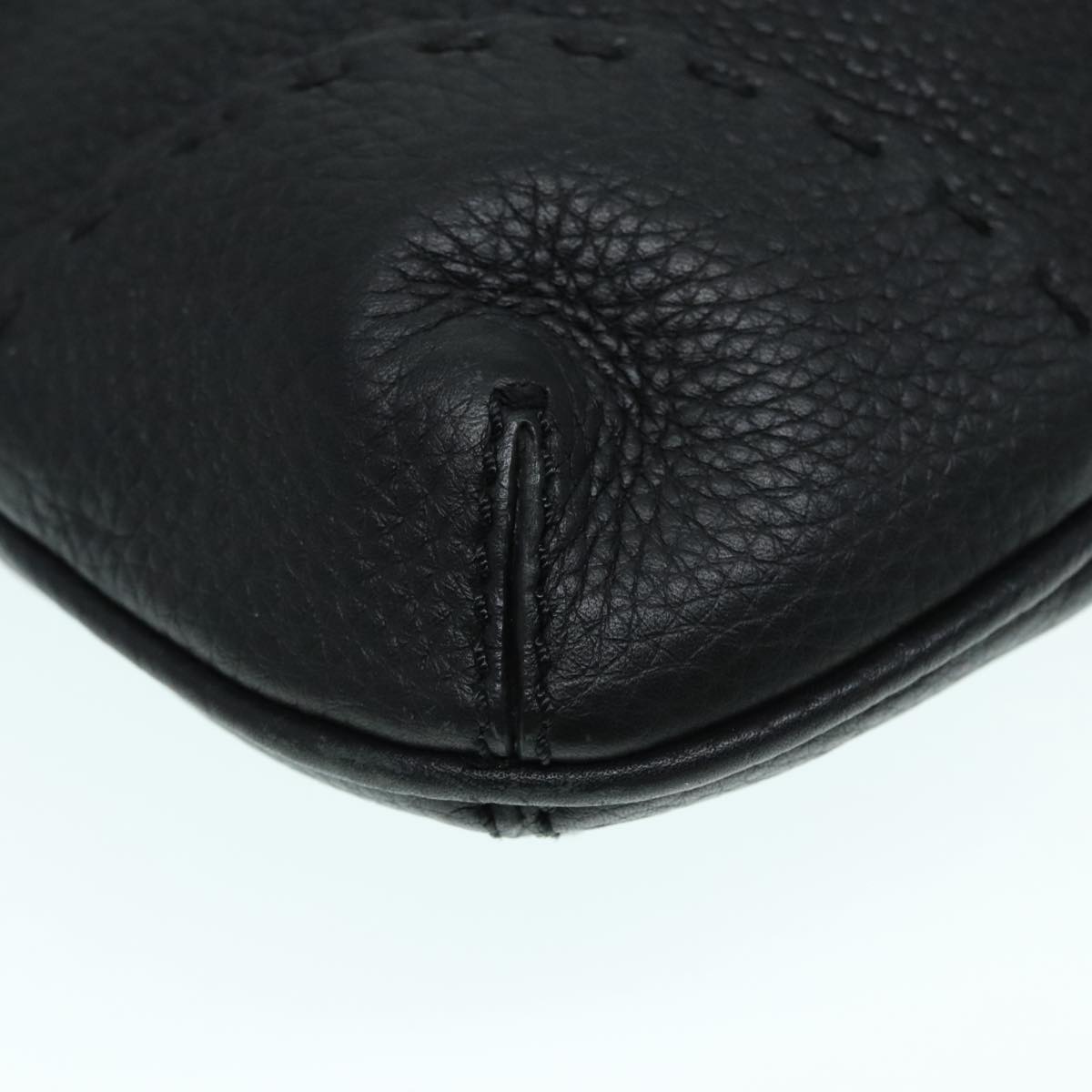 FENDI Celeria Shoulder Bag Leather Black Gold bs18442