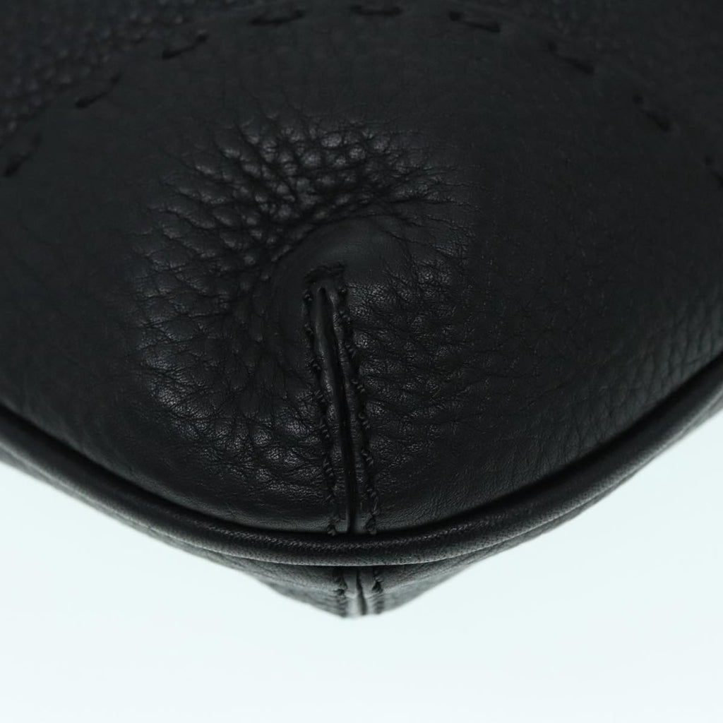 FENDI Celeria Shoulder Bag Leather Black Gold bs18442