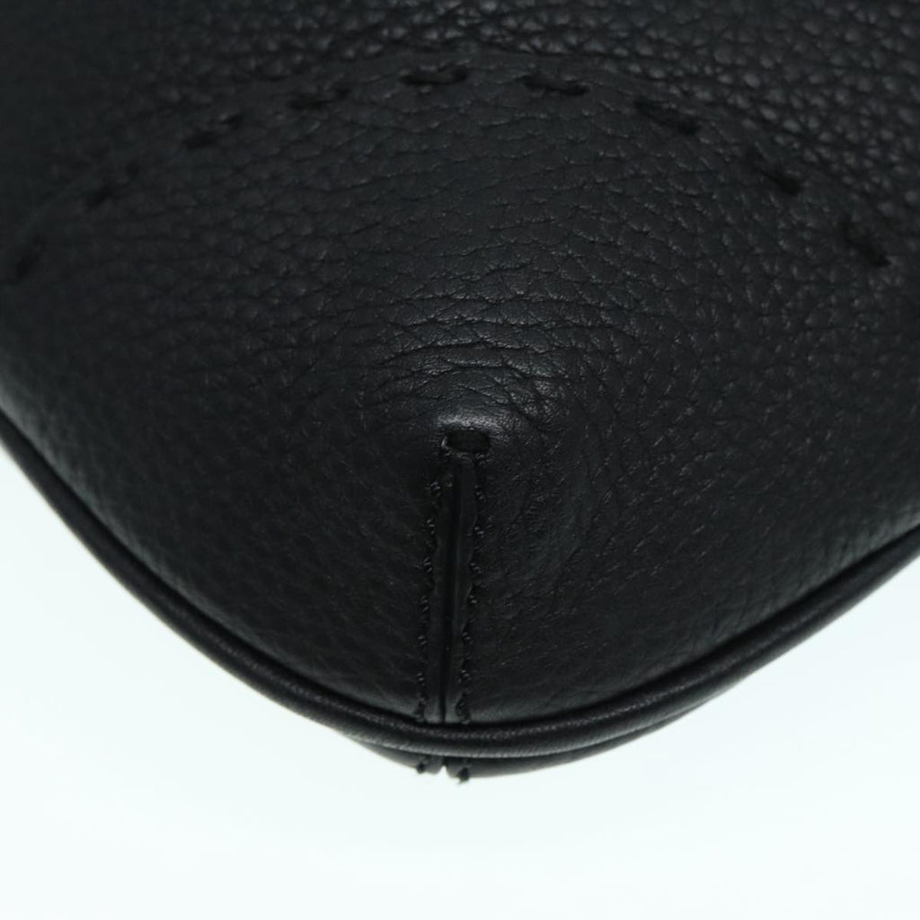 FENDI Celeria Shoulder Bag Leather Black Gold bs18442