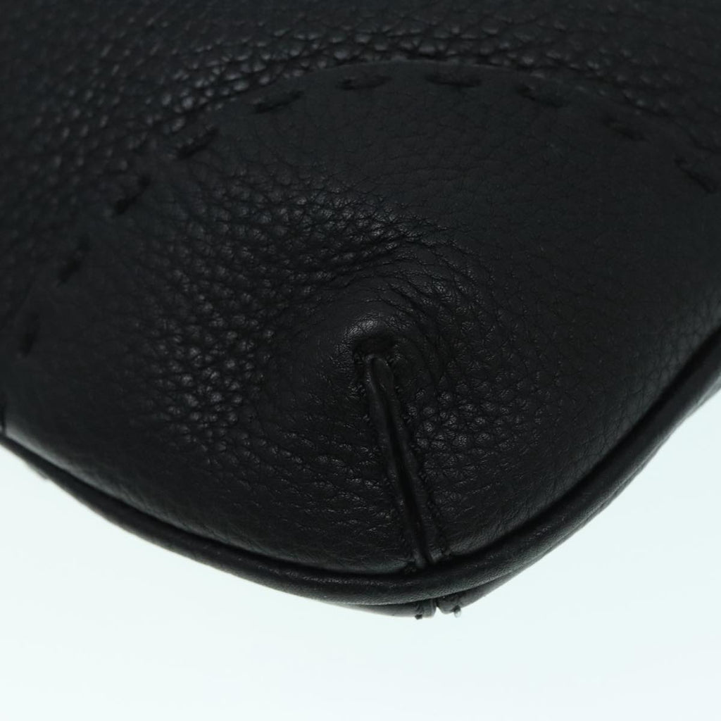 FENDI Celeria Shoulder Bag Leather Black Gold bs18442