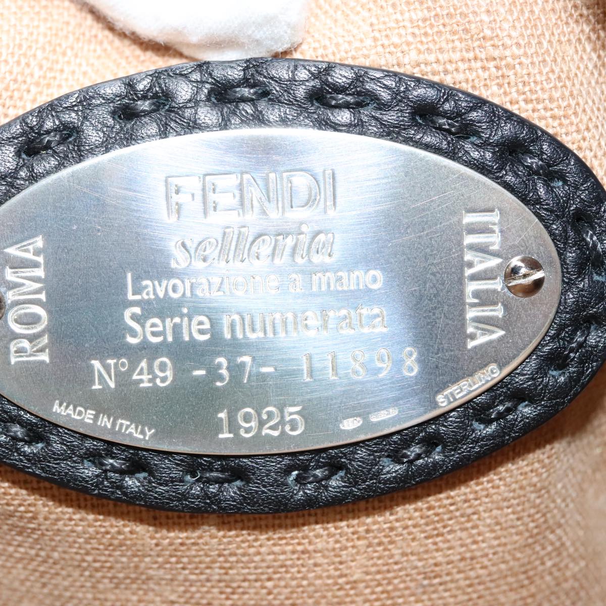 FENDI Celeria Shoulder Bag Leather Black Gold bs18442