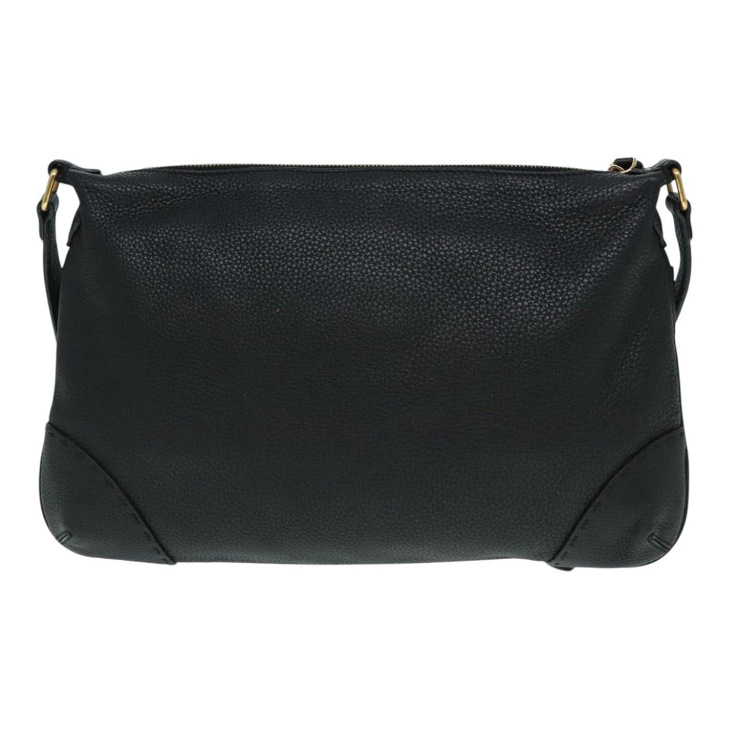 FENDI Celeria Shoulder Bag Leather Black Gold bs18442