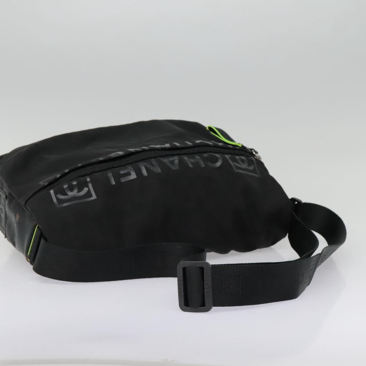 CHANEL Sports Shoulder Bag Nylon Black Silver CC bs18444