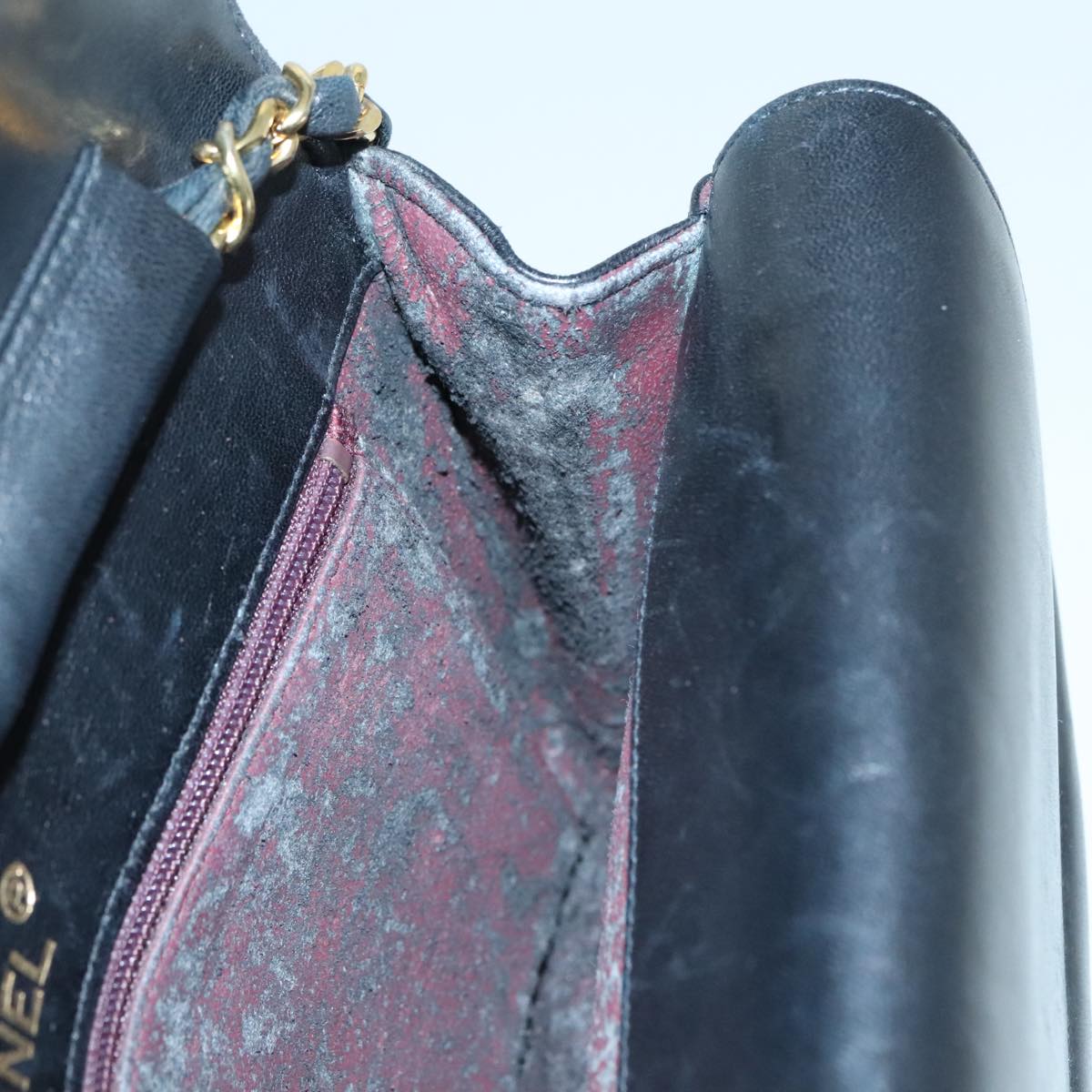 CHANEL Matelasse Chain Shoulder Bag Lamb Skin Gold Black CC bs18449