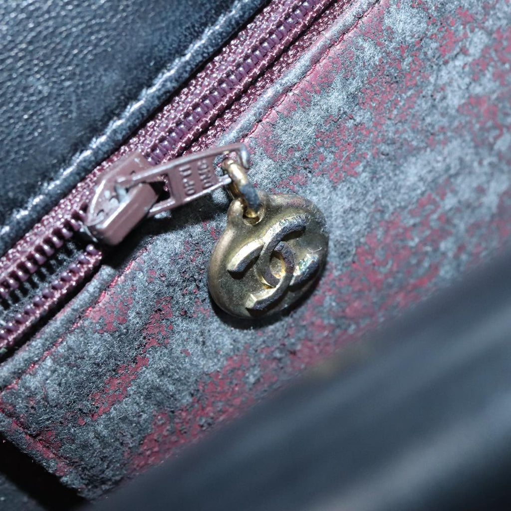 CHANEL Matelasse Chain Shoulder Bag Lamb Skin Gold Black CC bs18449