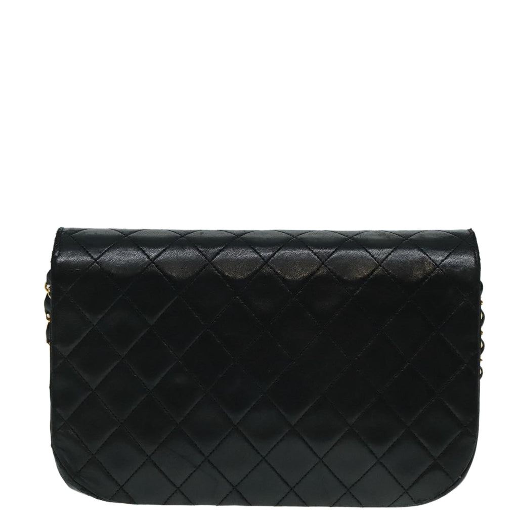 CHANEL Matelasse Chain Shoulder Bag Lamb Skin Gold Black CC bs18449