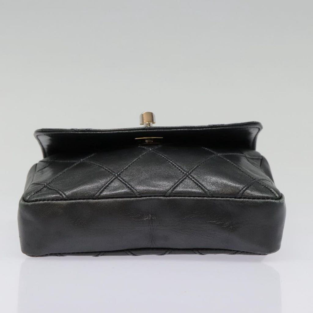 CHANEL Bicolore Chain Waist bag Leather Black Gold CC bs18454