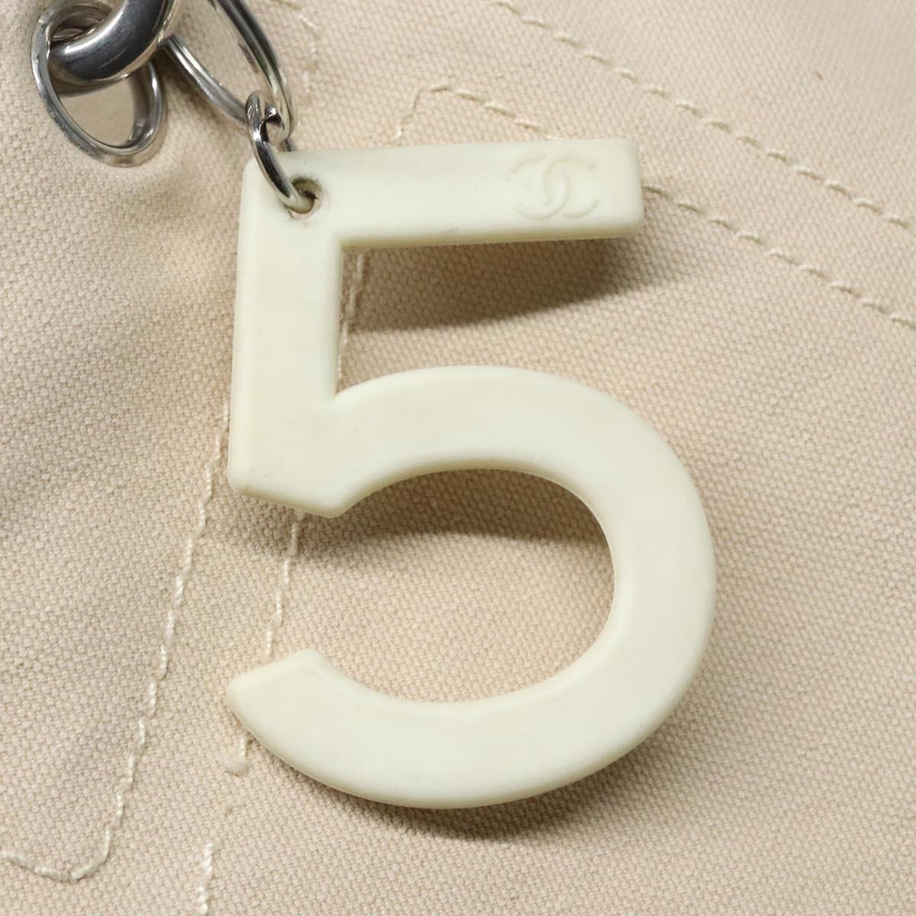 CHANEL COCO Mark Tote Bag Canvas Beige Silver CC bs18464