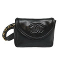 CHANEL Chain Waist bag Lamb Skin Black Gold CC bs18476