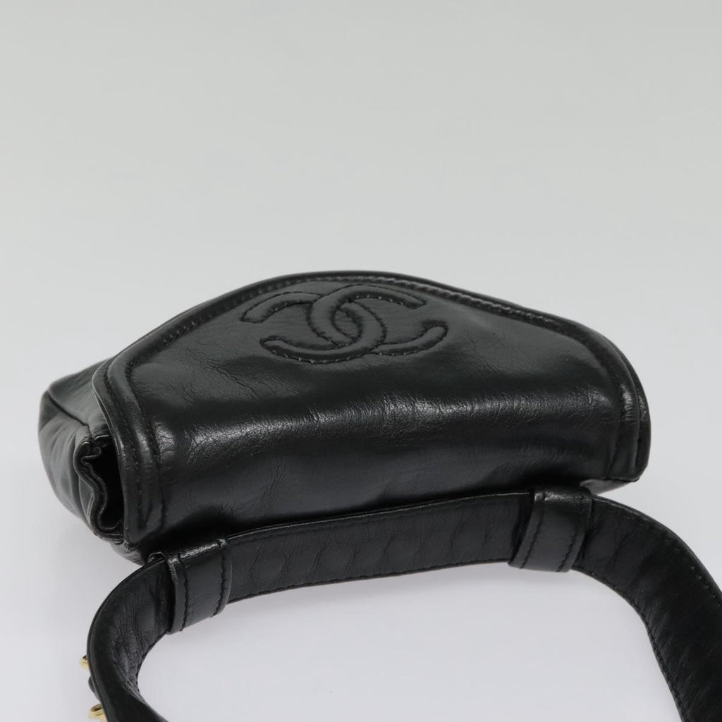 CHANEL Chain Waist bag Lamb Skin Black Gold CC bs18476