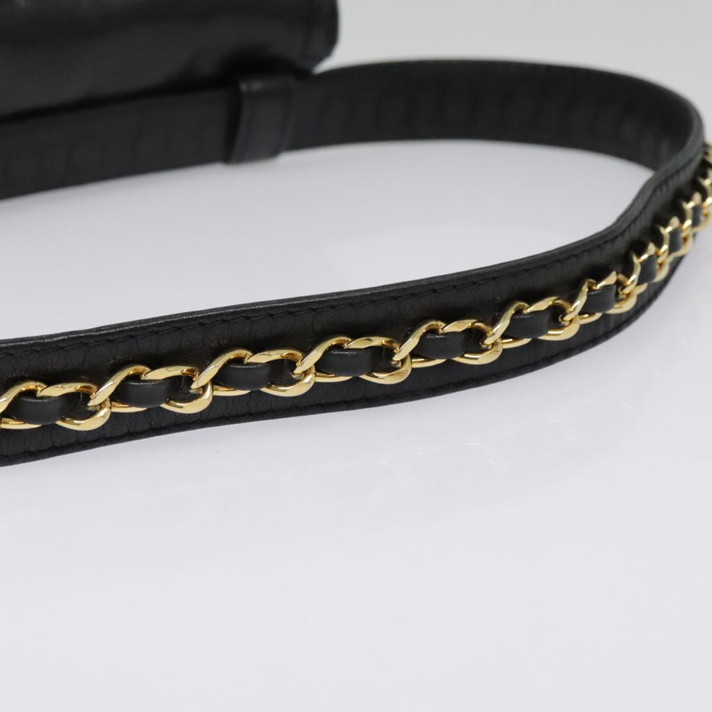 CHANEL Chain Waist bag Lamb Skin Black Gold CC bs18476