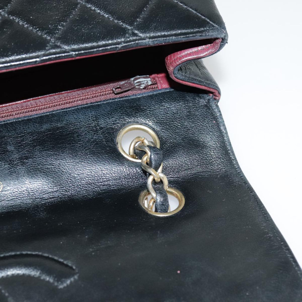 CHANEL Matelasse Chain Shoulder Bag Lamb Skin Gold Black CC bs18532