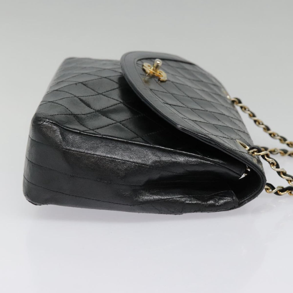 CHANEL Matelasse Chain Shoulder Bag Lamb Skin Gold Black CC bs18532