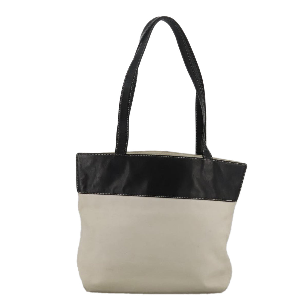 CHANEL COCO Mark Tote Bag Leather White Black CC bs18647