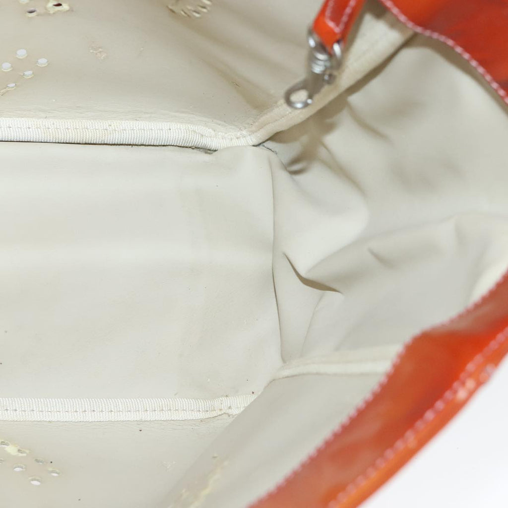 CHANEL Triple Coco Chain Tote Bag Patent leather Orange Silver CC bs18659