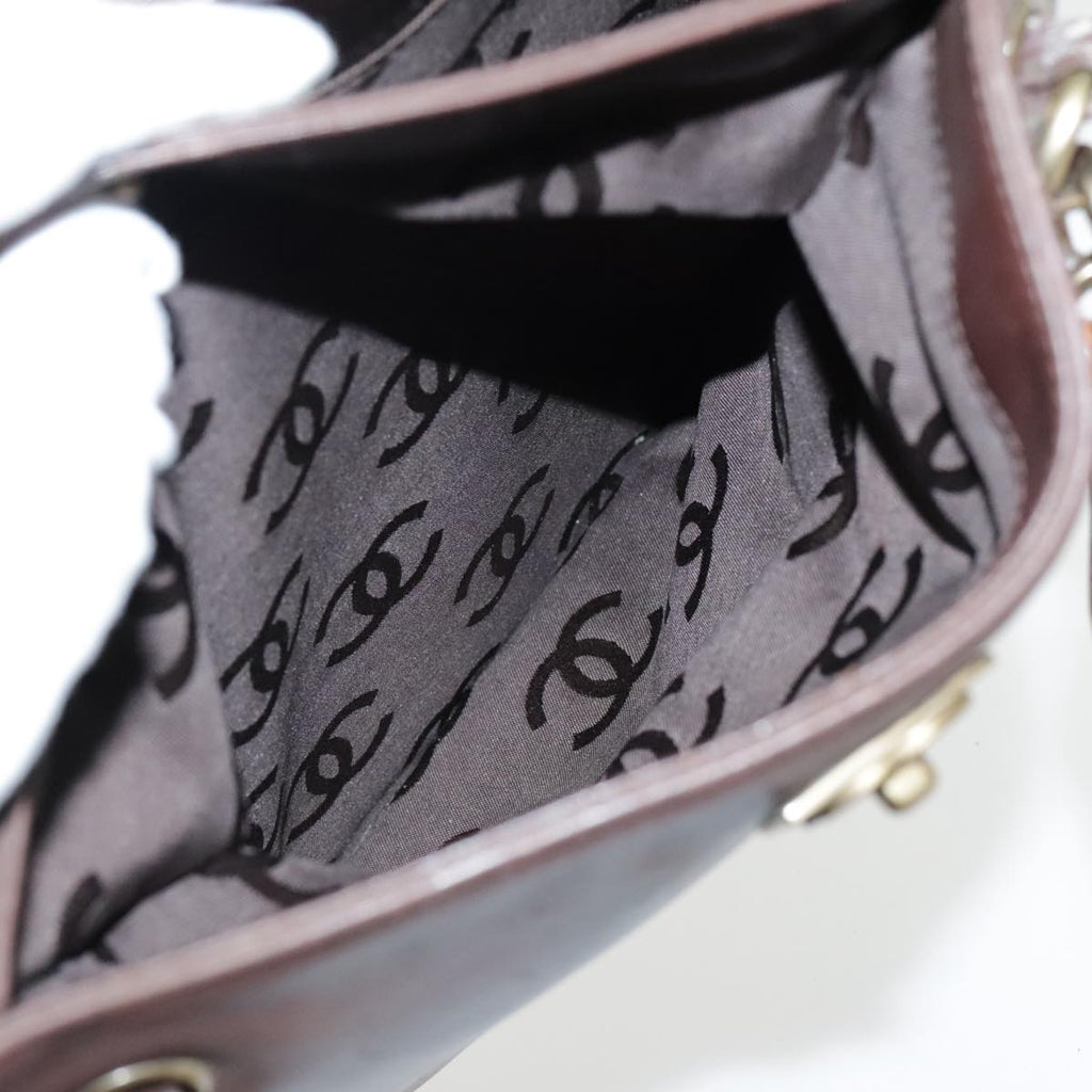CHANEL Chain Tote Bag Leather Brown CC bs18700