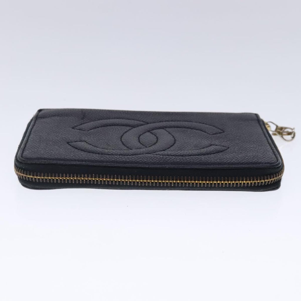 CHANEL Wallet Caviar Skin Black Gold CC bs18702