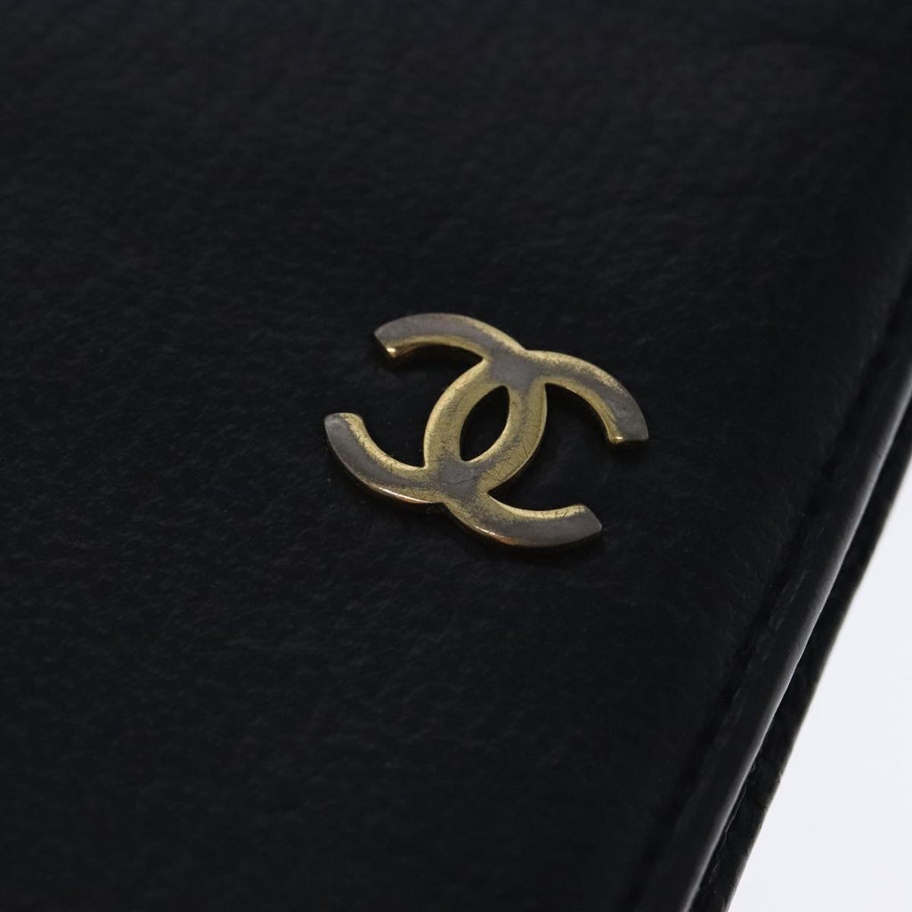 CHANEL COCO Mark Wallet Leather Black Gold CC bs18721