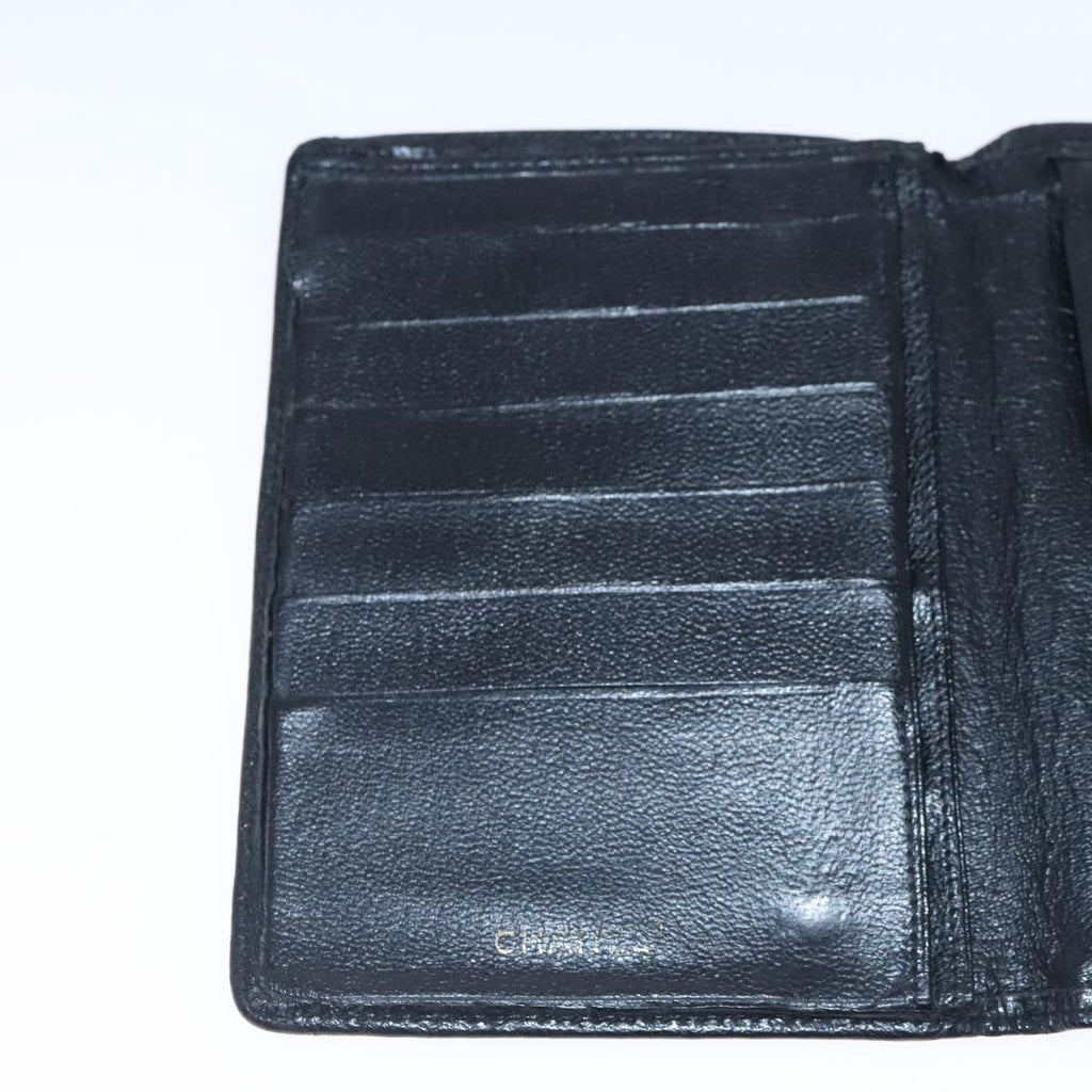CHANEL COCO Mark Wallet Leather Black Gold CC bs18721