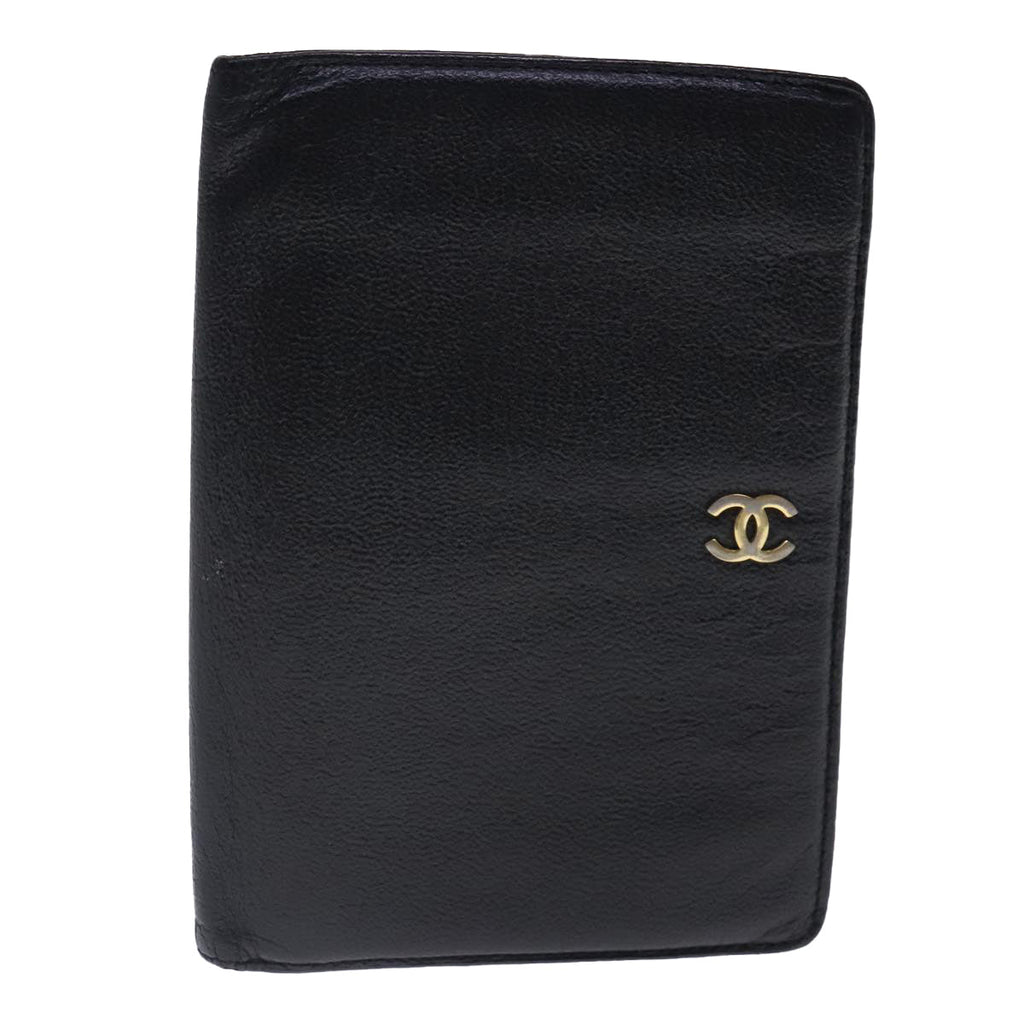 CHANEL COCO Mark Wallet Leather Black Gold CC bs18721