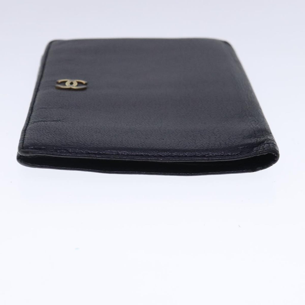 CHANEL COCO Mark Wallet Leather Black Gold CC bs18721