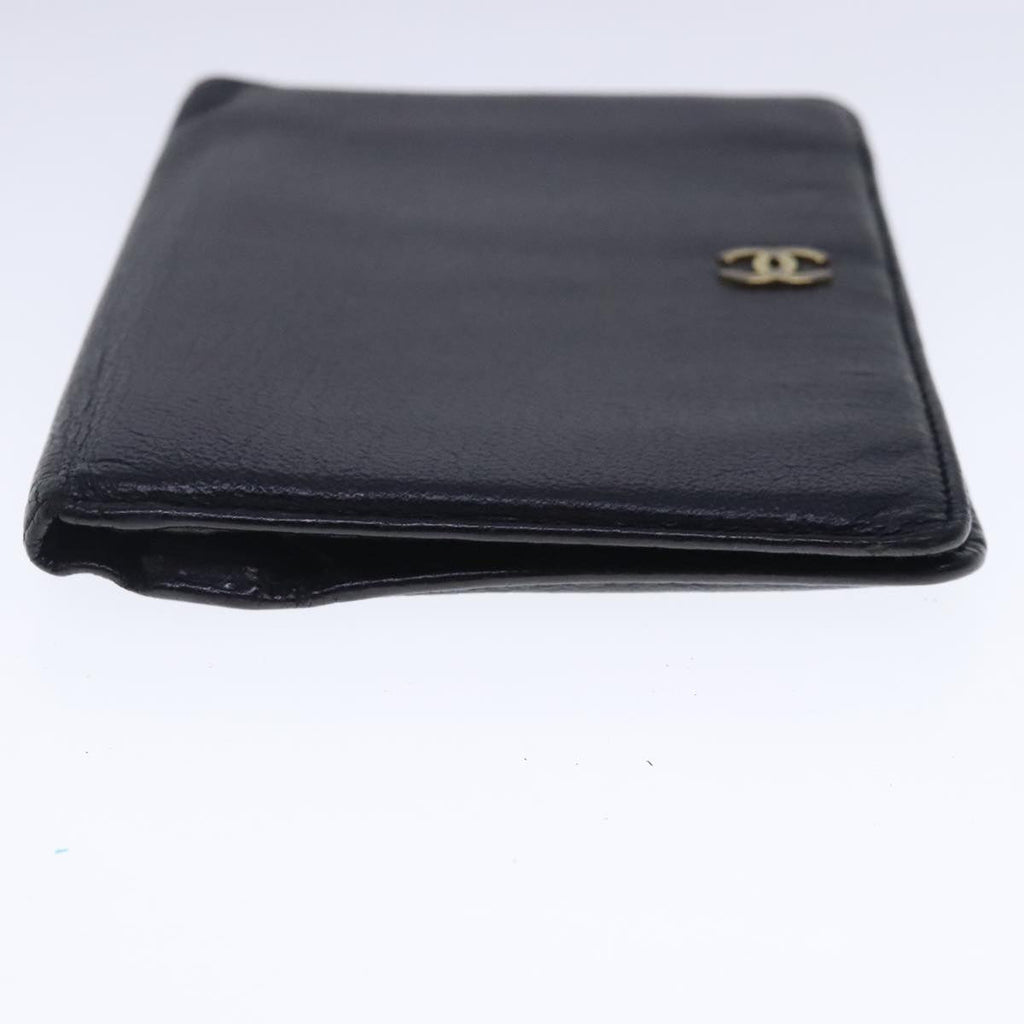 CHANEL COCO Mark Wallet Leather Black Gold CC bs18721