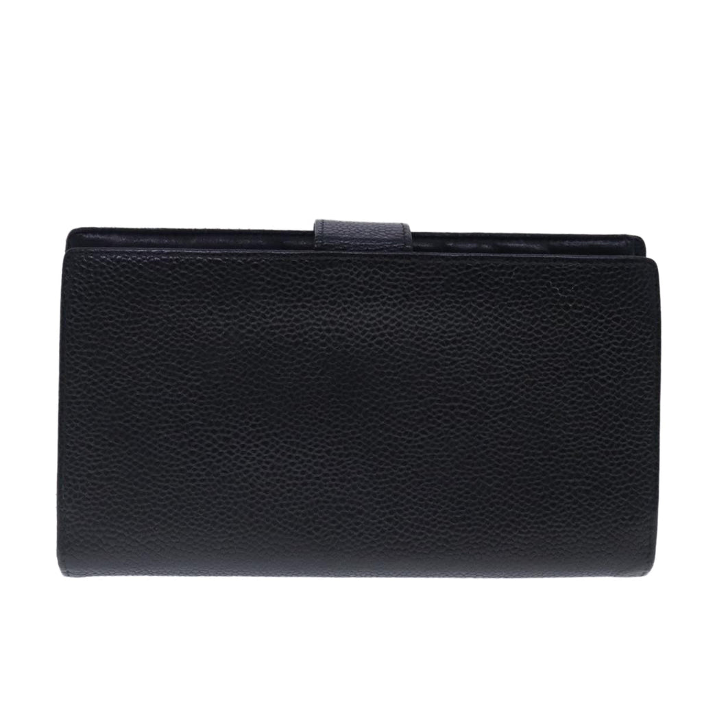 CHANEL Long Wallet Caviar Skin Black Gold CC bs18723