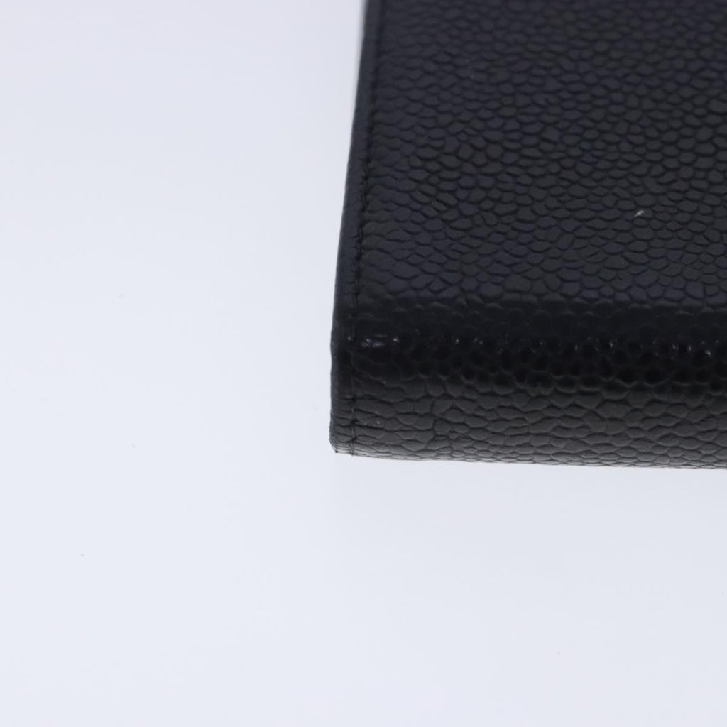CHANEL Long Wallet Caviar Skin Black Gold CC bs18723