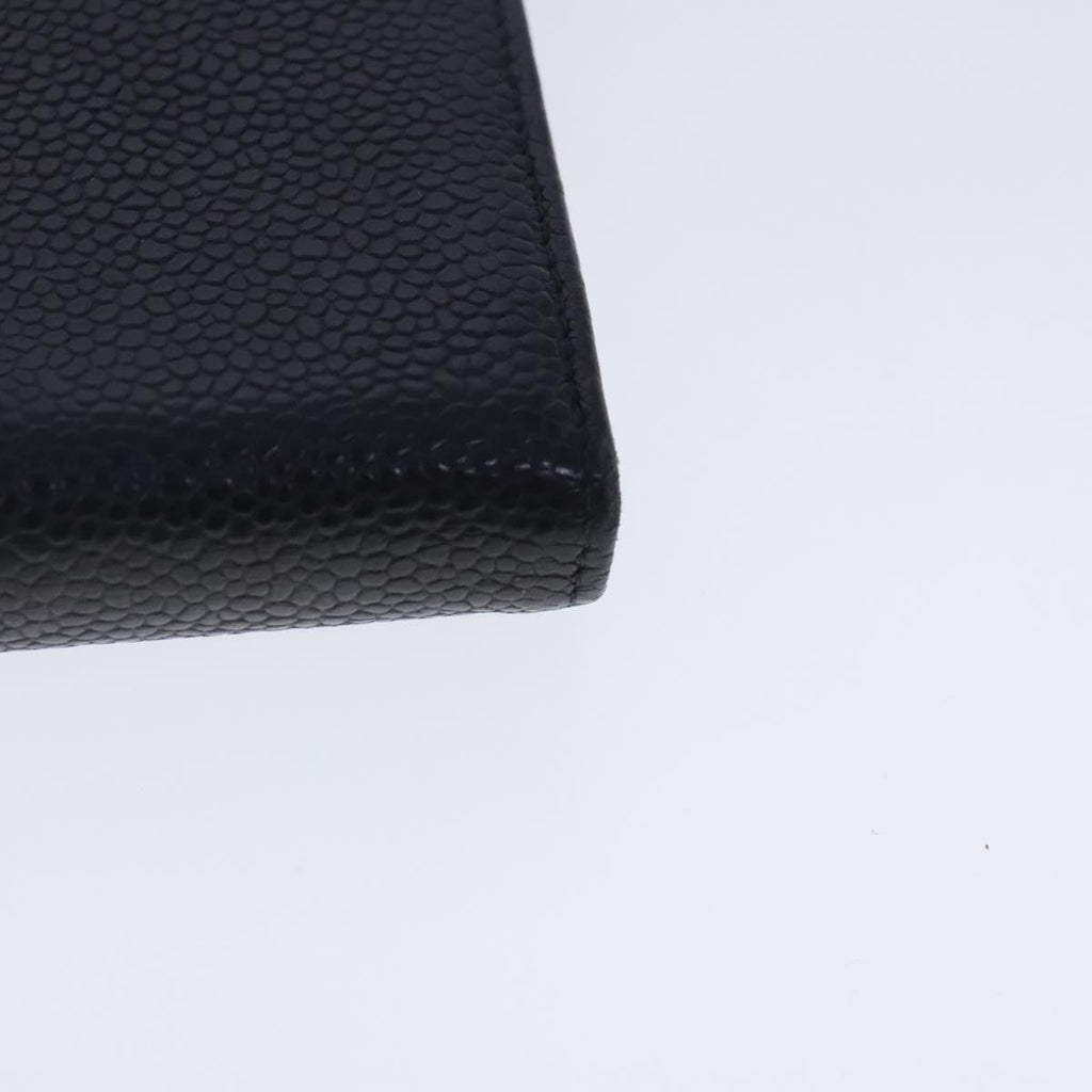 CHANEL Long Wallet Caviar Skin Black Gold CC bs18723