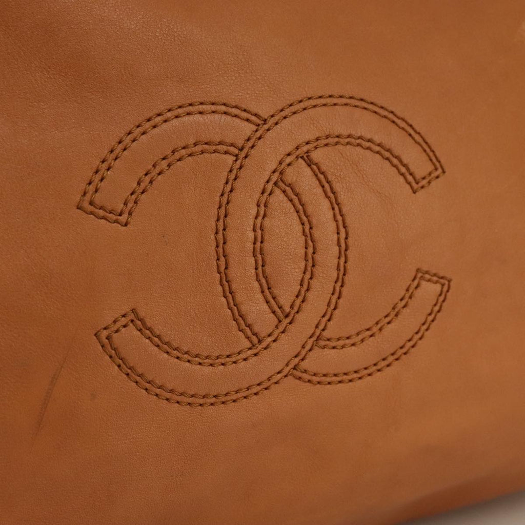 CHANEL Chain Tote Bag Leather Brown CC bs18753