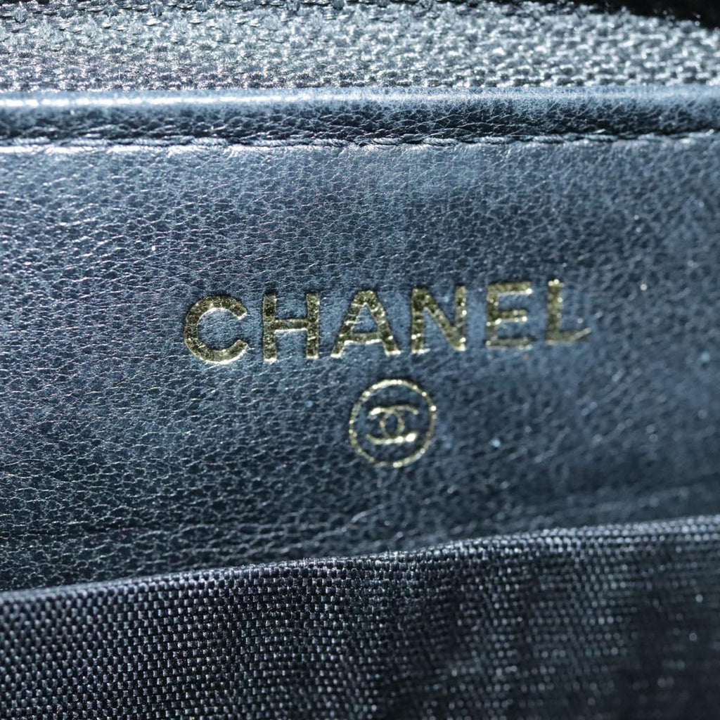 CHANEL Long Wallet Caviar Skin Black Gold CC bs18828