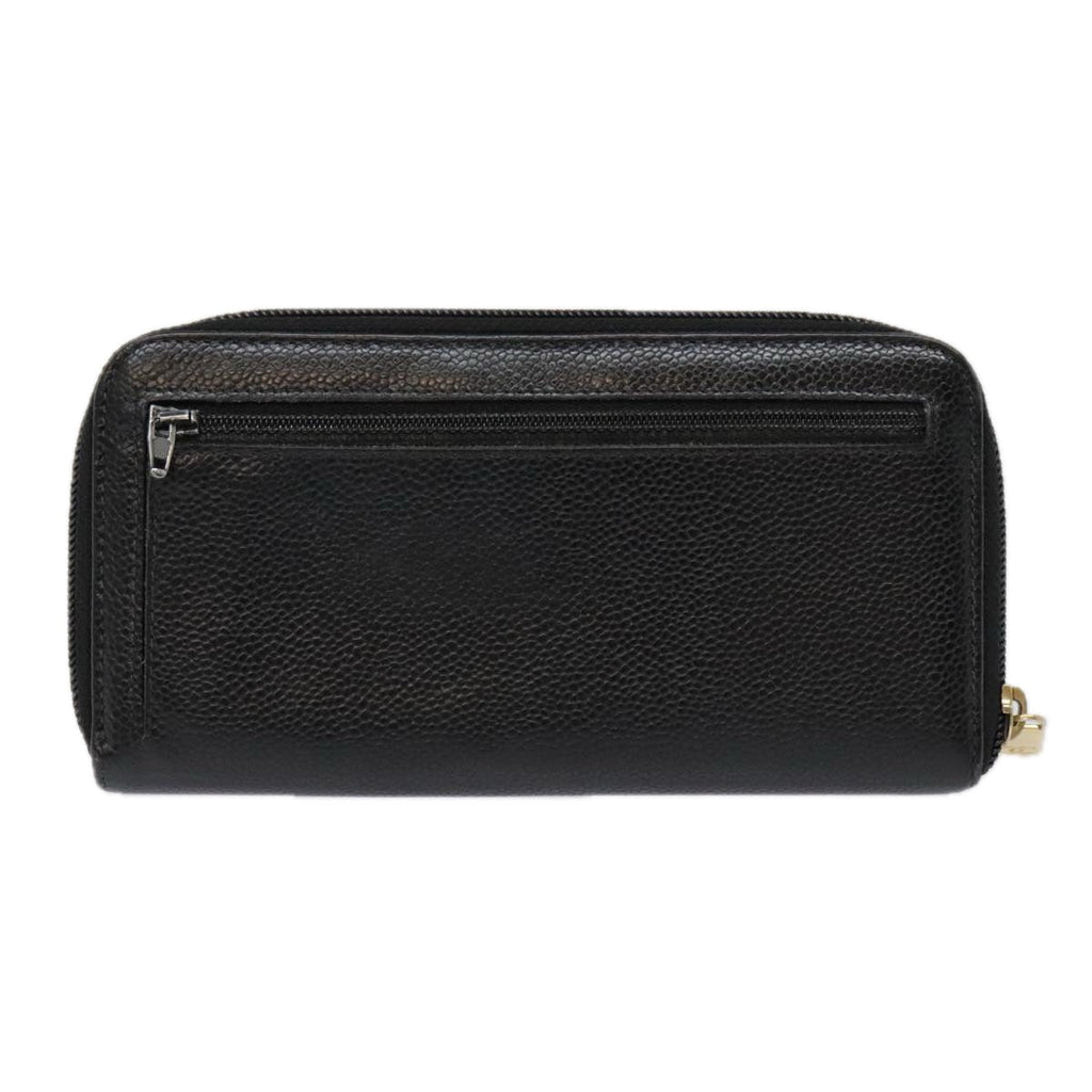 CHANEL Long Wallet Caviar Skin Black Gold CC bs18828