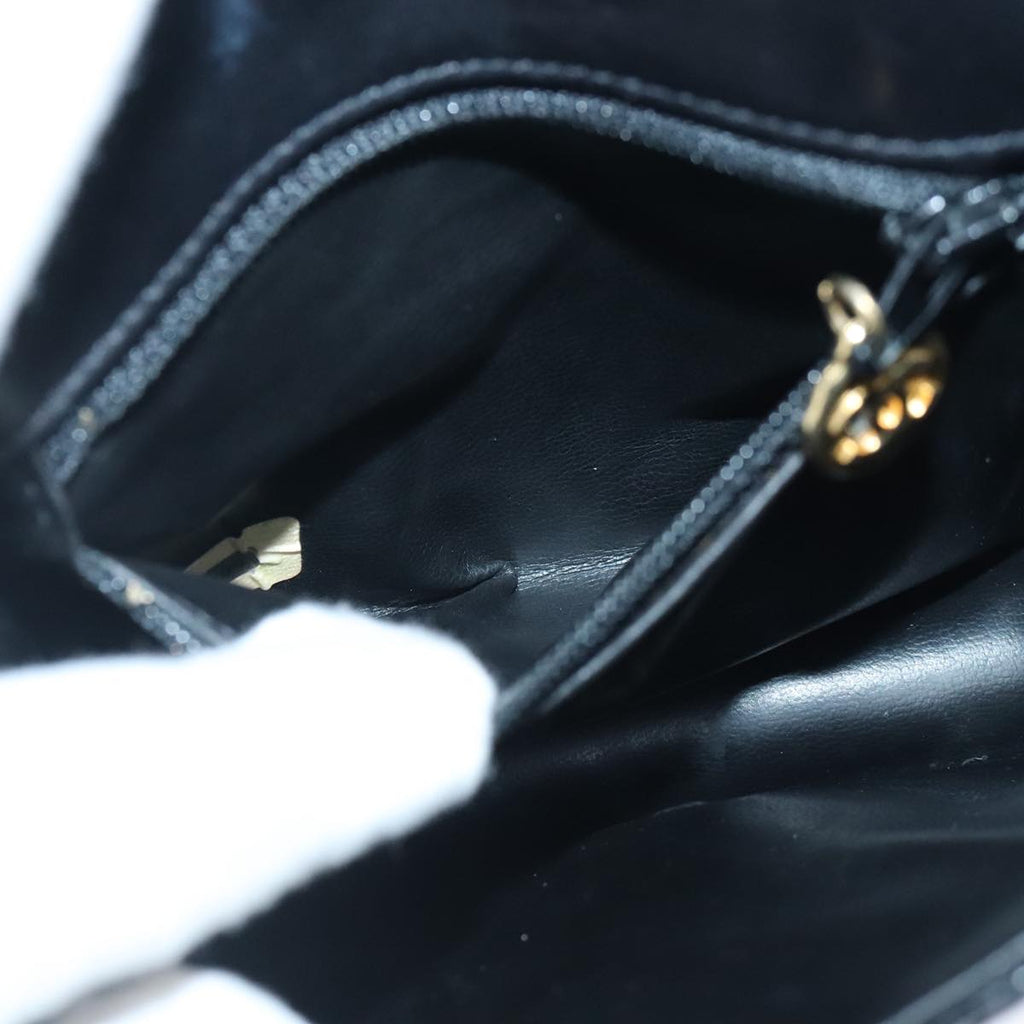 CHANEL V Stitch Waist bag Patent leather Black Gold CC bs18829