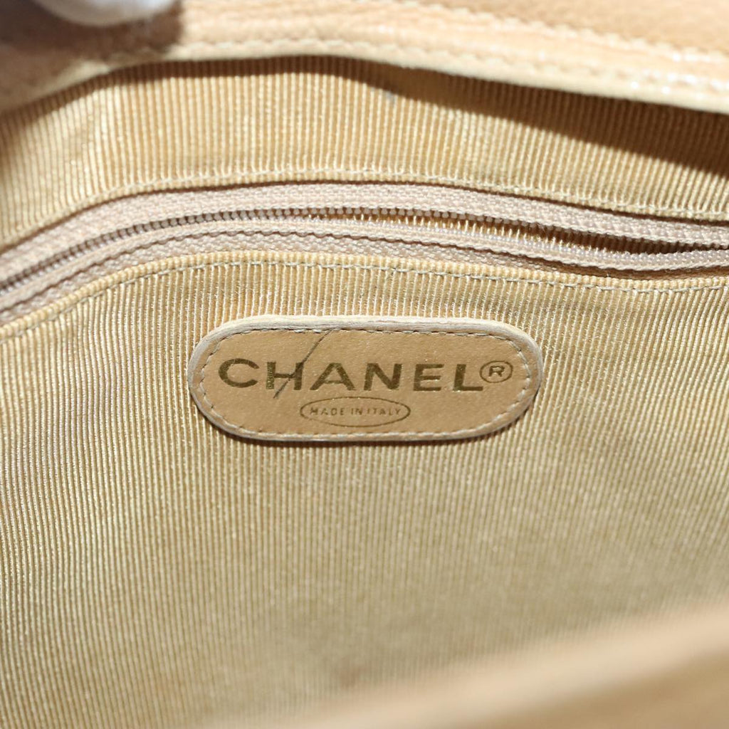 CHANEL Chain Shoulder Bag Caviar Skin Beige Gold CC bs18835