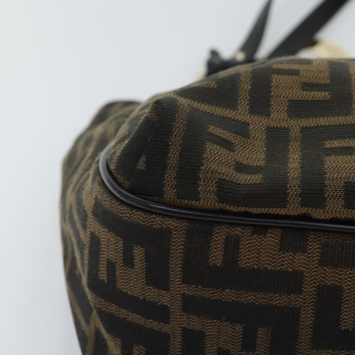 FENDI Zucca Canvas Tote Bag Brown Black gold bs18837