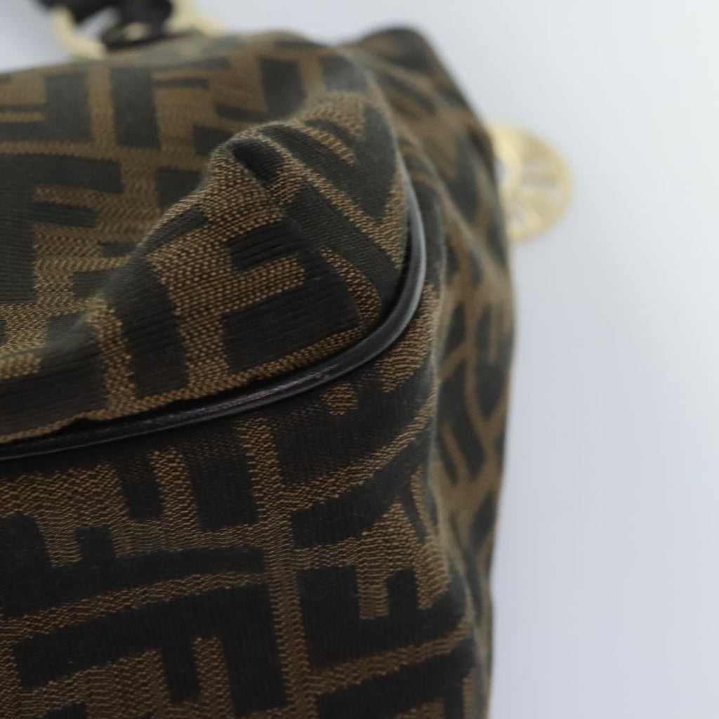 FENDI Zucca Canvas Tote Bag Brown Black gold bs18837