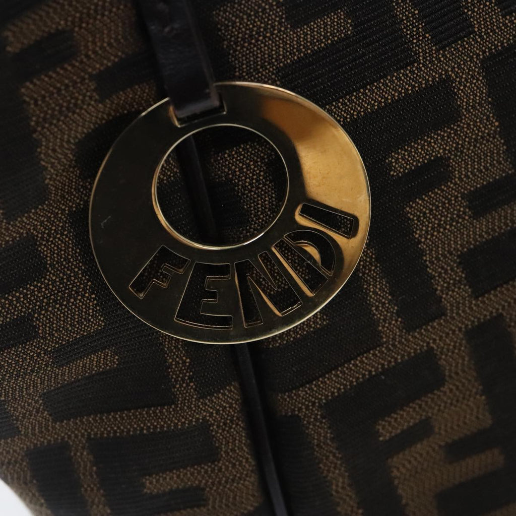 FENDI Zucca Canvas Tote Bag Brown Black gold bs18837