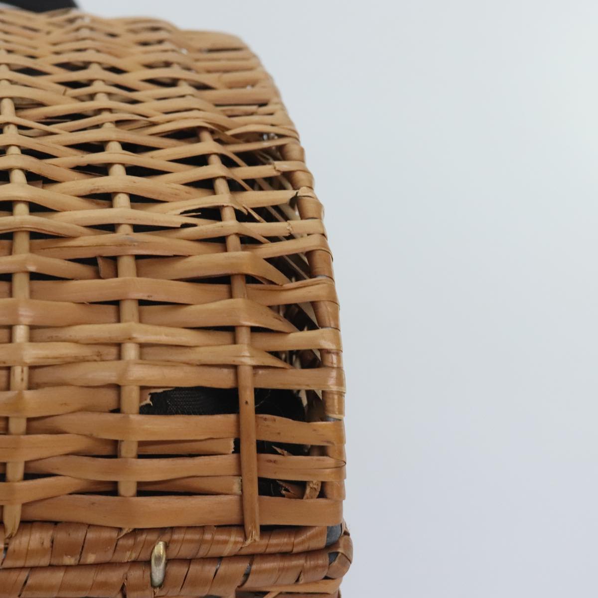 FENDI Hand Bag Wood Beige Gold bs18841