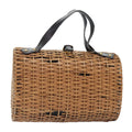 FENDI Hand Bag Wood Beige Gold bs18841