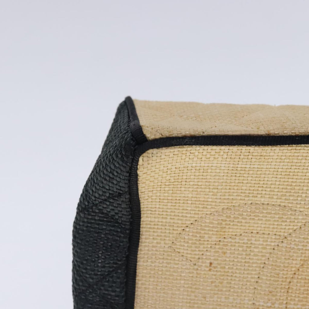 CHANEL Hand Bag straw Beige Black CC bs18882
