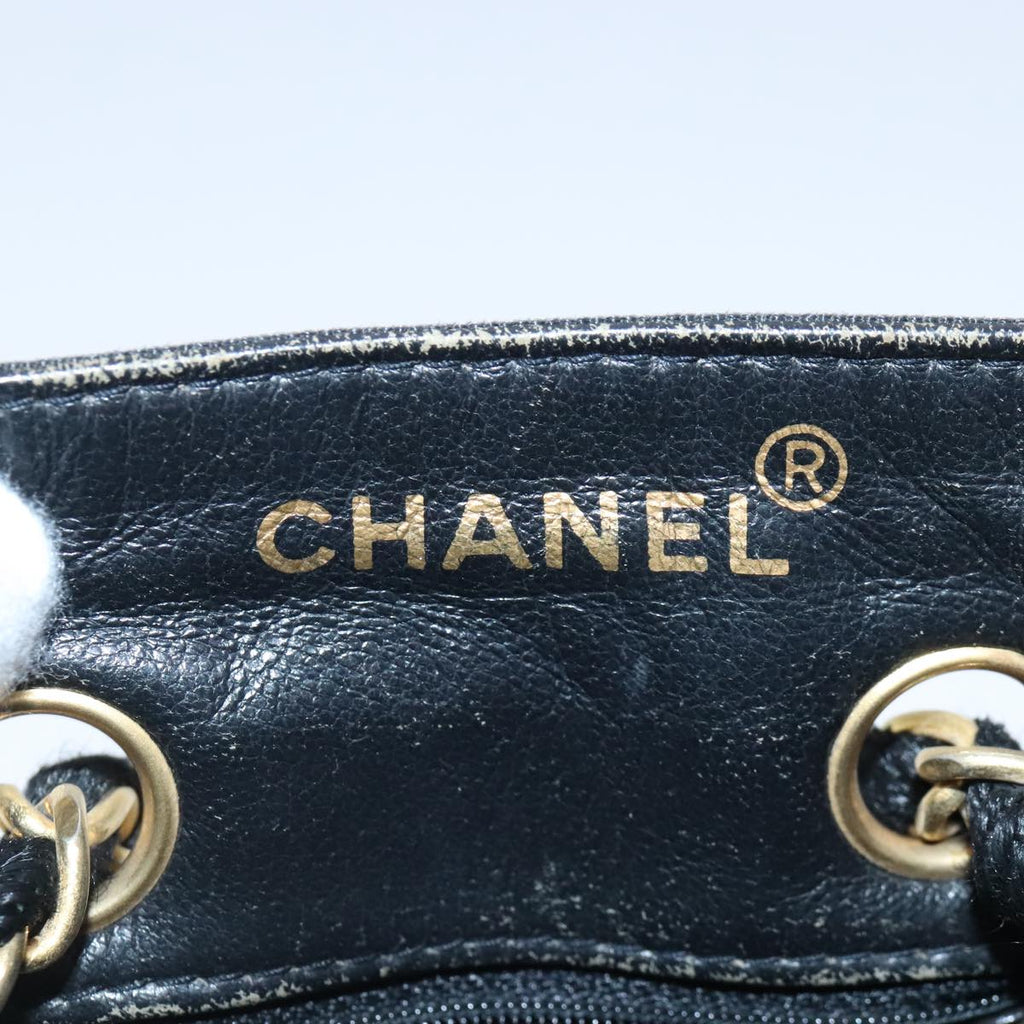 CHANEL Hand Bag straw Beige Black CC bs18882