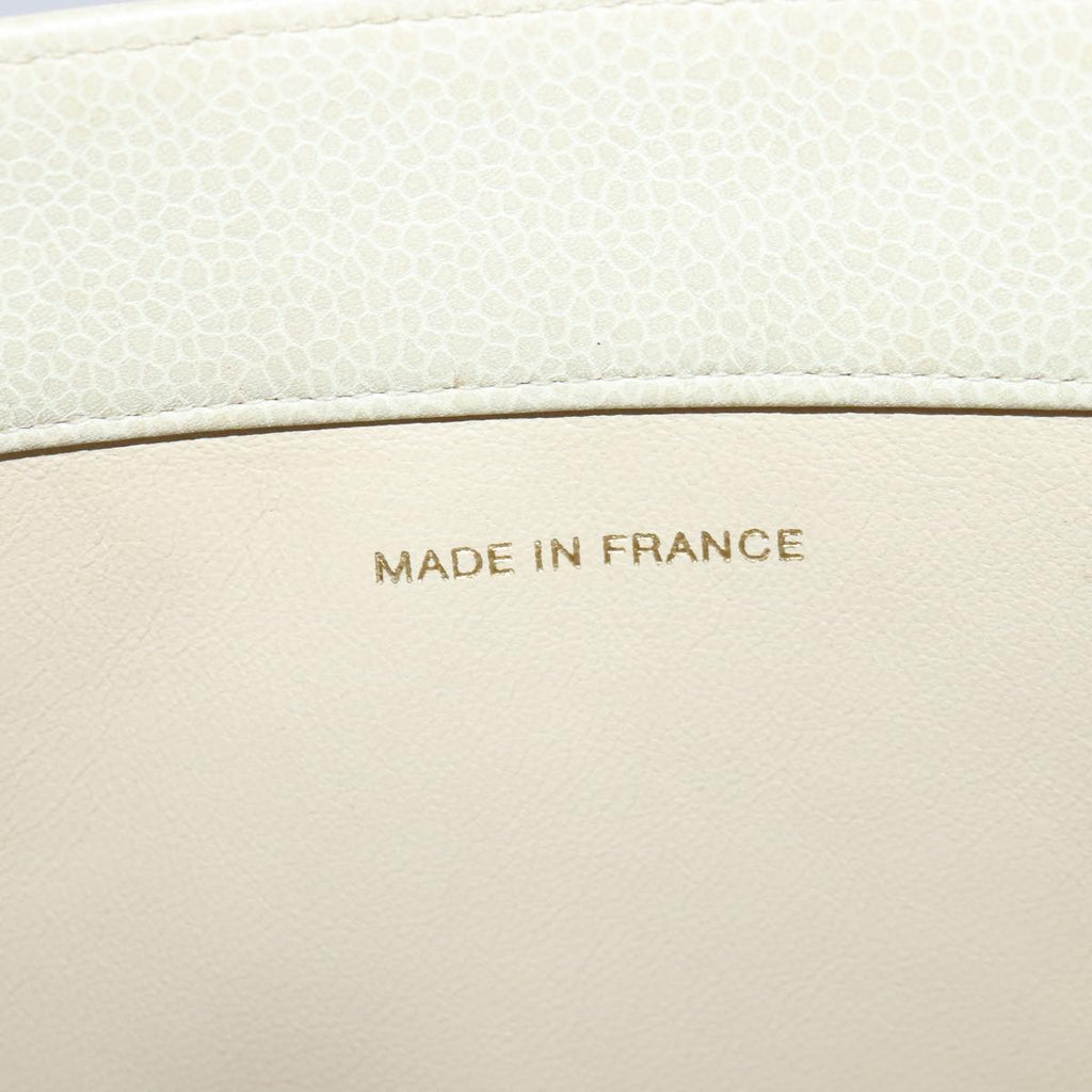 CHANEL COCO Mark Chain Tote Bag Caviar Skin Beige Gold CC bs18886