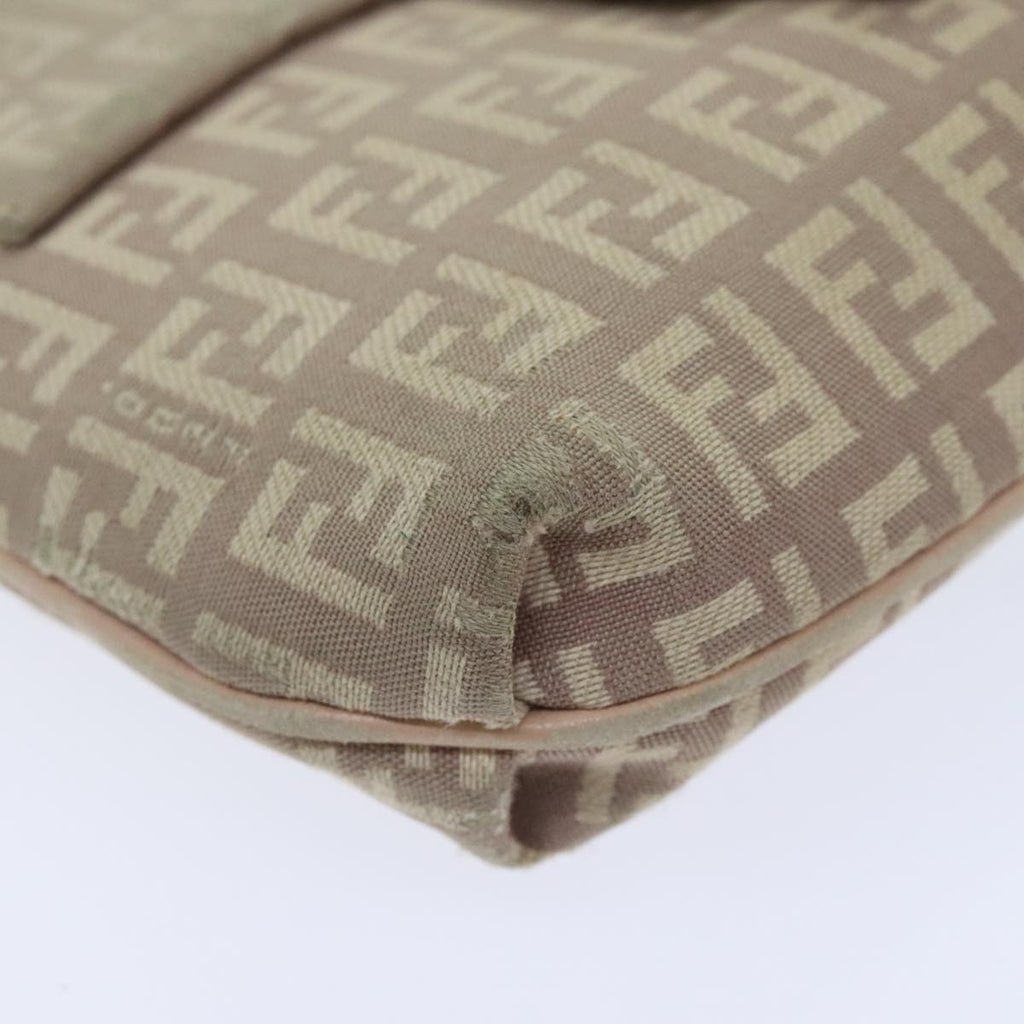 FENDI Zucchino Canvas Shoulder Bag Beige Gold bs18891