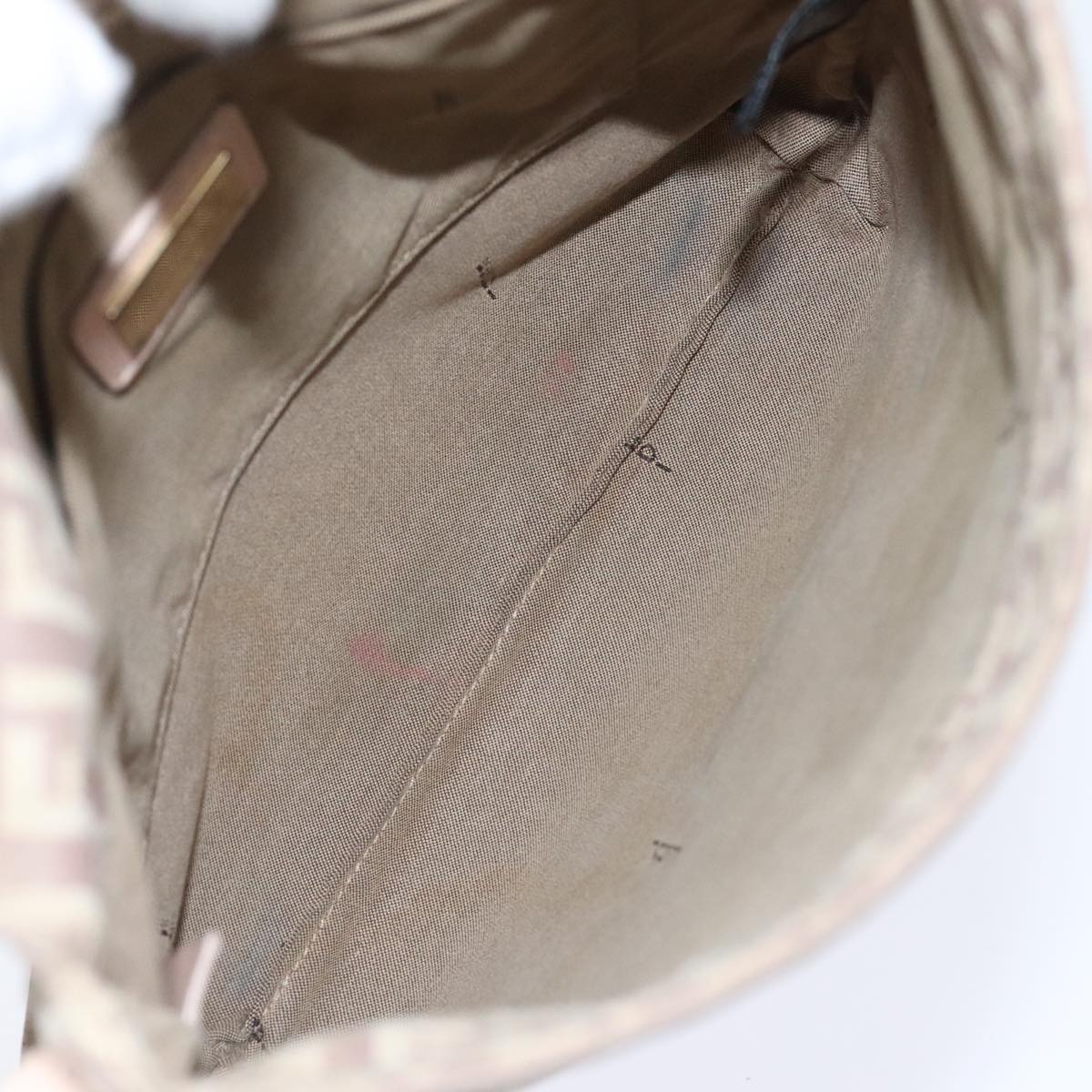 FENDI Zucchino Canvas Shoulder Bag Beige Gold bs18891