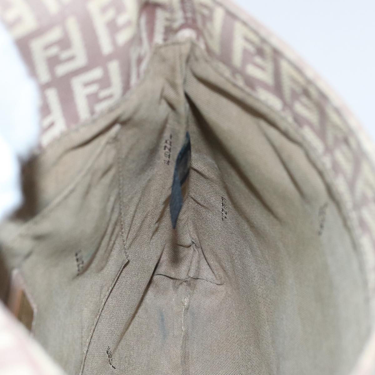FENDI Zucchino Canvas Shoulder Bag Beige Gold bs18891