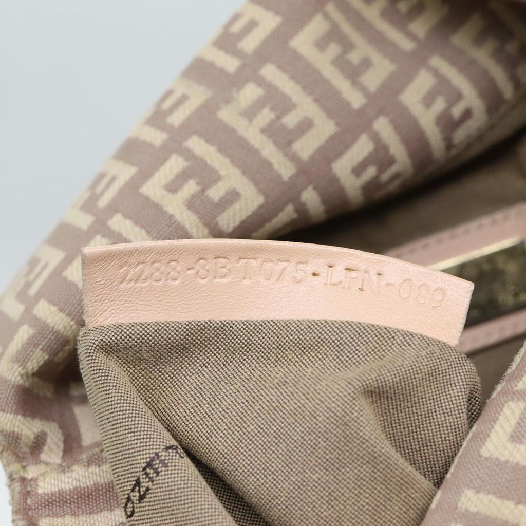 FENDI Zucchino Canvas Shoulder Bag Beige Gold bs18891