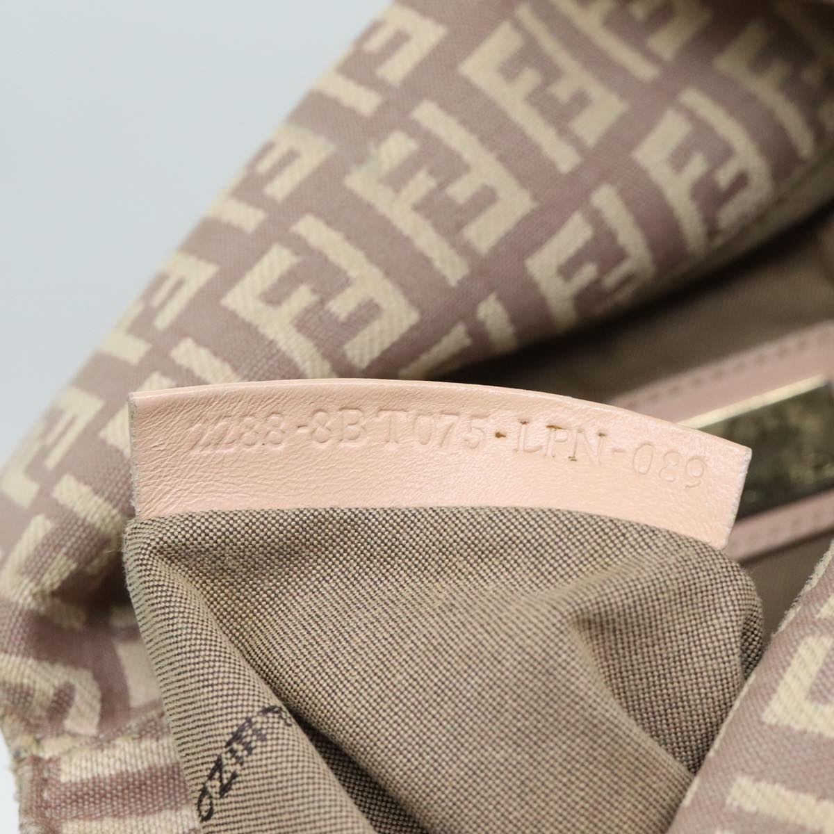 FENDI Zucchino Canvas Shoulder Bag Beige Gold bs18891